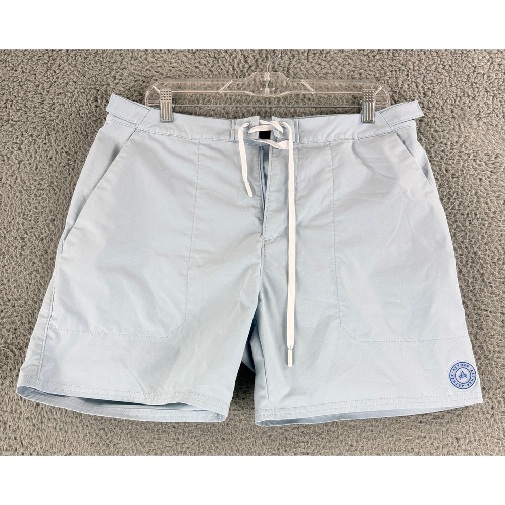 Aether Apparel Coastal Board Shorts Mens 36 Light Blue Lace Up Swim‎ Surf MX2328